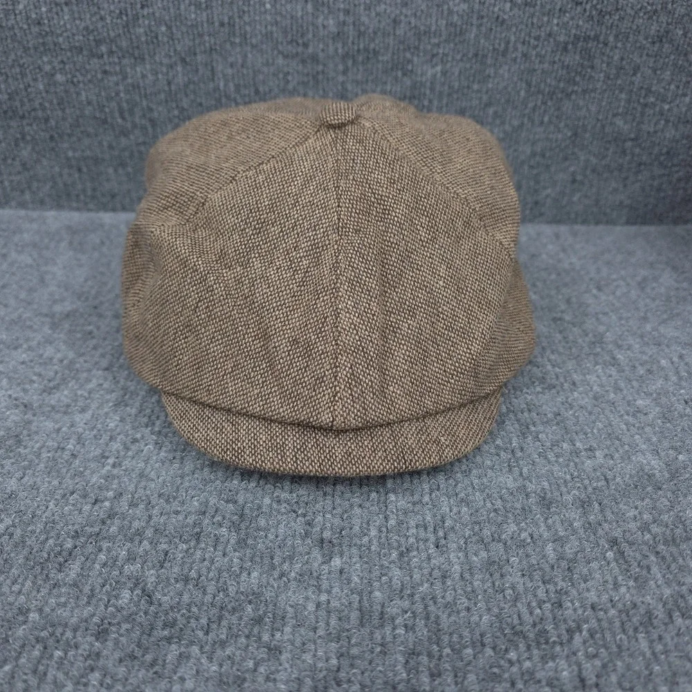 Tribe Headgear Cabbie Hat Mens Tweed Newsboy Fitted Brown Peaky Blinders S/M New